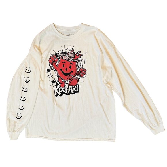 Kool-Aid Man Long Sleeve Graphic Tee XXL Cream Cotton Crewneck Retro Design - Picture 3 of 9